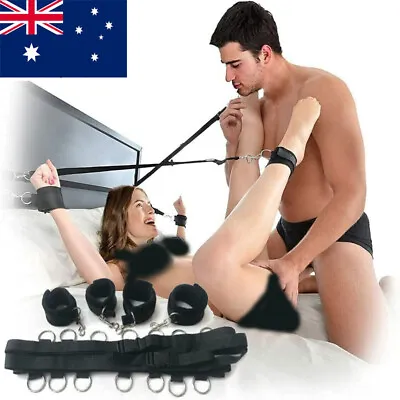 BDSM Bed Restraint Bondage Kit Handcuffs Ankle Wrist Cuffs Fetish Open Leg Slave • $22.89