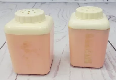 Lustro-Ware Chef Salt N Pepper Shakers Rare Pink Kitchen 1960s MCM Vtg Plastic • $17.95