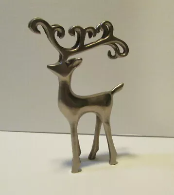 Solid Cast Metal Deer Figure 5 1/2  Tall Reindeer Christmas Nature Decor • $19.99