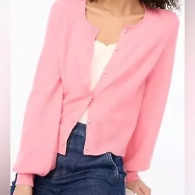NWT J. Crew Pink Balloon Sleeve Cardigan Sweater Extra Soft Wool Blend Size... • $45