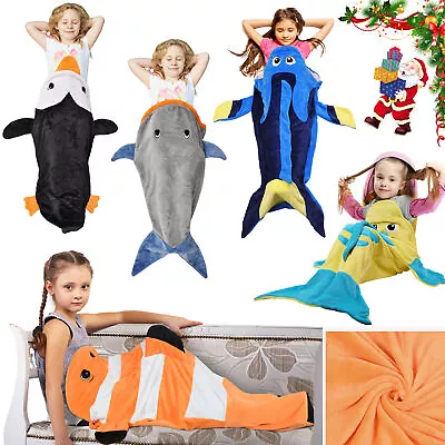 Kids Blanket Mermaid Tail Flounder Monkey Goldfish Lobster Fleece Sleeping Bag • $16.99