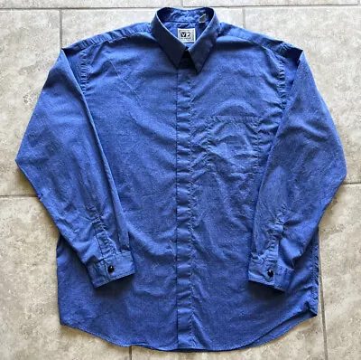 Vintage 90’s V2 By Versace Chambray Blue Button Down Shirt 16 1/2 L USA Made • $40