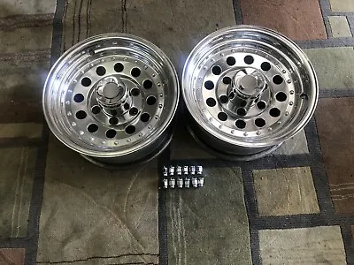 PAIR 15x7 Aluminum KMC Modular Wheels 6x5.5 Bolt Pattern Lug Truck Blazer C K 10 • $229