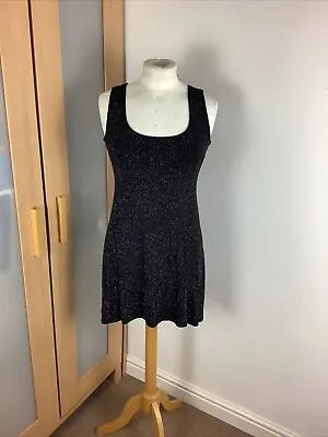 Black Silver Sparkle Mini Dress Uk Size 12 By Charlotte Halton  • £6