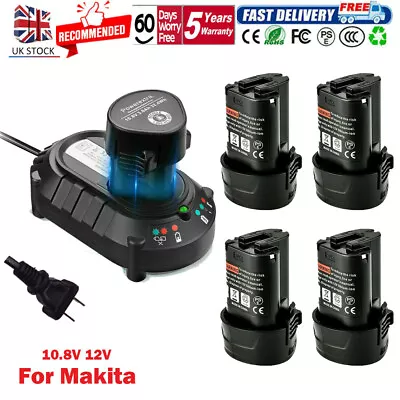 Makita BL1013 BL1014 10.8 V Li-Ion 1.3Ah Battery Charger Set 194550-6 194551-4 • £63.90