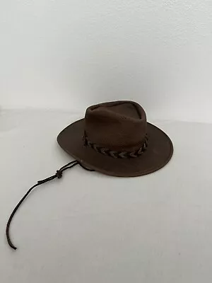 Minnetonka The Fold Up Hat Brown Genuine Leather Sz Medium • $29.99