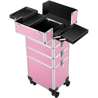 Professional Makeup Train Case 4 In 1 Rolling Cosmetic Trolley Beauty Travel Box • $89.99