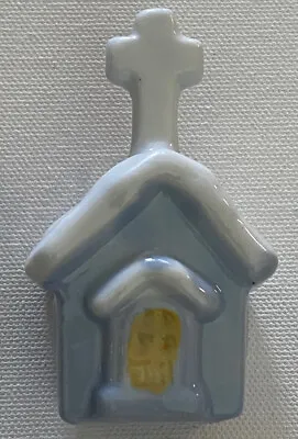 Vintage Church Shaped Bell Ornament Blue White Ceramic Excellent Condition 3.5  • $12.49