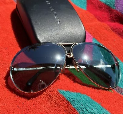 Vintage Porsche Carrera Design Sunglasses Gold/ Blue No Scratches • $200