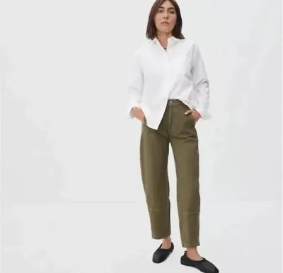 Everlane Barrel Utility Pants Green Organic Cotton Womens 6R • $59.99