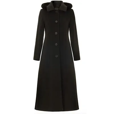 De La Creme - Single Breasted Detachable Fur Hood Wool Winter Long Coat Autumn • £95