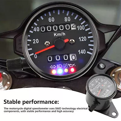 Motorcycle Tachometer Retro Instrument Black Motorcycle Speedometer • $27.96