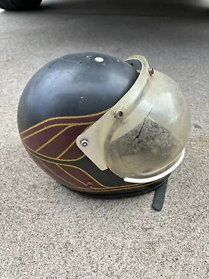 Vintage Abaddon Bobcat Motorcycle Snowmobile Black Red Helmet Bubble Shield 1979 • $115