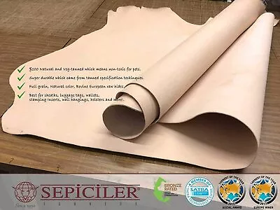 $42.99 • Buy 8/9 Oz. (3.2-3.6 Mm.) Veg-Tan Natural Tooling Leather 4 To 6 Square Feet Piece