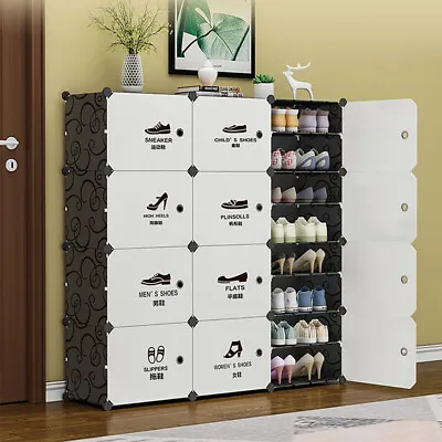 $32.34 • Buy Shoe Rack Stackable Cabinet Storage Organizer Portable Wardrobe With Cover