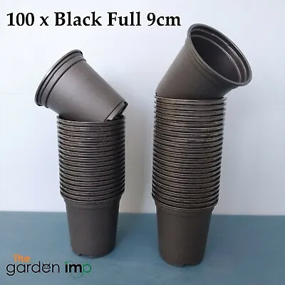 100 9cm Plant Pots Black Plastic Tall Round Garden Nursery Tomato Plug Seeds Pot • £9.99