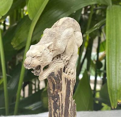 Moose Carved Tiger On Tree 3D Knife Handle Deer Antler Figure Bone Carving Bali • $119