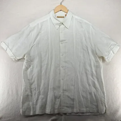 Havanera Men Size XL Ivory Linen Blend Short Sleeve Cuban Summer Shirt • $12.99