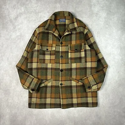 VTG Pendleton Plaid Wool Mackinaw Cruiser Jacket Field Coat Men’s Sz L USA Made • $195