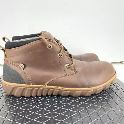 Bogs Men 42 Size 9 Shoes Brown Leather Waterproof Boots Casual Chukka Mid Top • $31.99