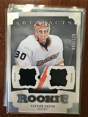 Viktor Fasth 2013-14 Upper Deck Artifacts Silver Dual Jersey Parallel RC 87/125 • $6