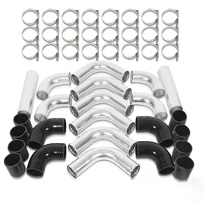 12Pcs 2.5  Intercooler Pipe Piping Kit+T-Bolt Clamps +Silicone Coupler Universal • $110.99