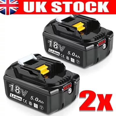 2X For Makita 18V 5.0Ah LXT Li-Ion BL1830 BL1850 BL1860 BL1815 Cordless Battery • £43.89