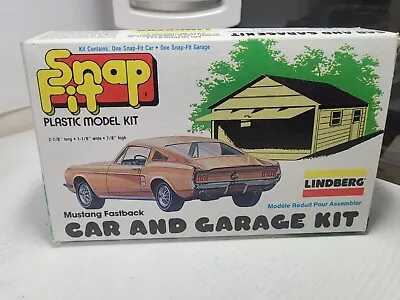 Vintage Lindberg  Snap Fit  Car & Garage Mustang H.O. W/Blue Mustang. • $39.99