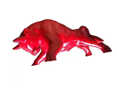 Vintage Spanish Matador's Ceramic Red Glazed BULL Sculpture 19 ×8  • $12