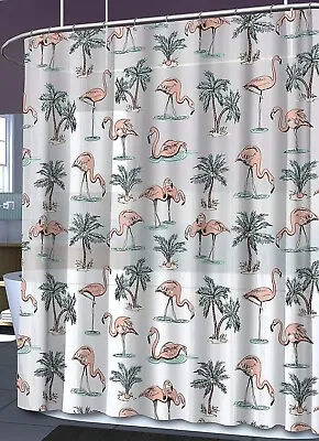 Splash Shower Curtain - # Pink Flamingos - Bath Peva Vinyl 70 X 72 • $12.79