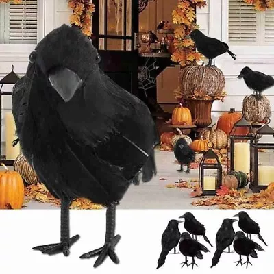 Artificial Crow Black Bird Raven Prop Scary Decoration Halloween Party Supplies • £3.59