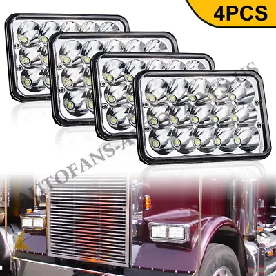 For Freightliner 1988-2010 FLD120 Peterbilt 4PCS 4x6'' LED Headlights Hi/Lo DOT • $41.99