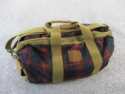 Vintage American Eagle Duffle Bag Canvas Plaid Shoulder Strap Heavy Carry On Men • $29.99