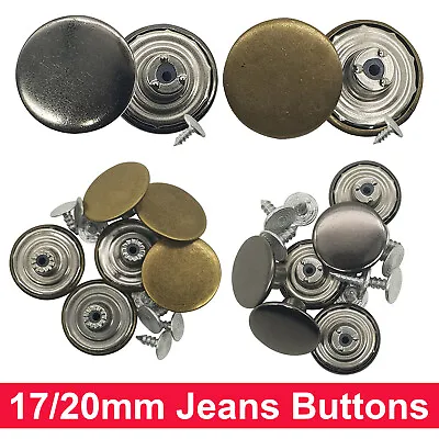 Jeans Buttons Hammer On Denim Replacement DIY Leather Craft Coats Jacket 17/20MM • £3.09