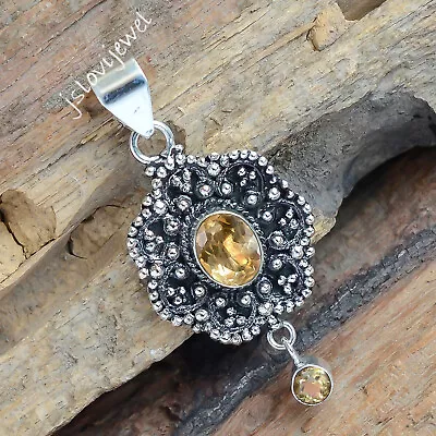 Citrine Multi Gemstone Nacklaces 925 Sterling Silver Women's Pendant/pg-426 • $22.48