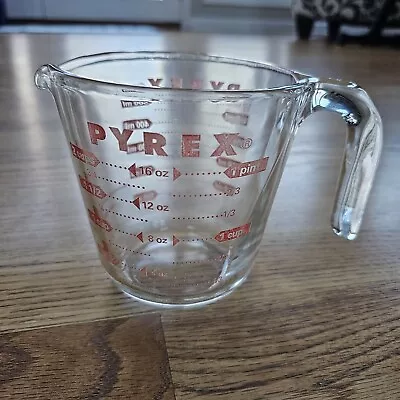 Pyrex Glass 2 Cup Measuring Cup Open Handle Red Lettering 16 Oz 500 ML #12 • $14.95