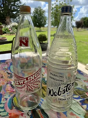 2 Vintage PYRO Cordial Bottles 900ml 'Websters' Griffith And  'Newlings' Cowra • $24.95