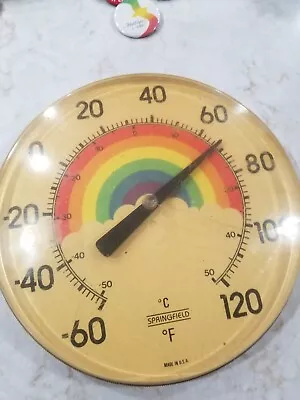 Vintage Rainbow Temperature Gauge Temp Sensor Therometer Outdoor USA Springfield • $14.95