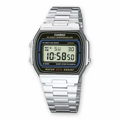 Casio Watch Vintage Steel Style A164WA-1VES Unisex Chronograph LED New Wr • $109.05