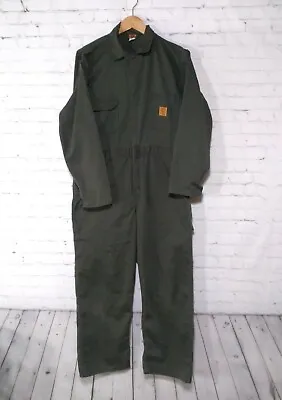 Vintage Mens Large 42 Short Green Big Ben Coveralls Boiler Jump Suit (38x28) USA • $90