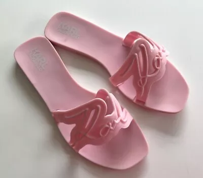 Karl Lagerfeld Pink Signature Jelly Slides Size 37(4 UK) Unworn • £10