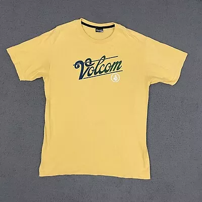 Volcom T-Shirt Mens Large Yellow Graphic Skater Cotton Casual Adult • $11.21