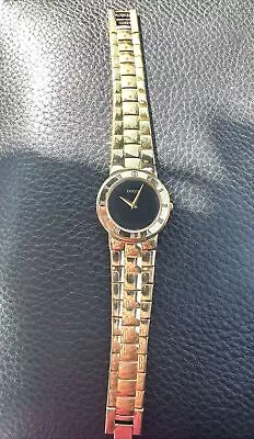 Vintage Gucci  Gold Plated Steel  Black Dial Ladies Quartz Watch 3300 2L WORKS! • $195