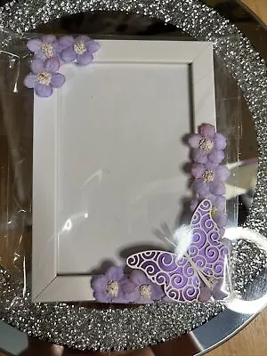 Beautiful Lavender Lilac Daisy Hand Crafted Butterfly Photo Frame 6x4” • £6.75