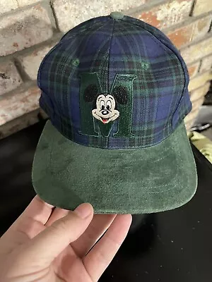 Mickey Mouse Goofy’s Hat Co Vintage Snapback Hat / Cap Blue Plaid • $10.99
