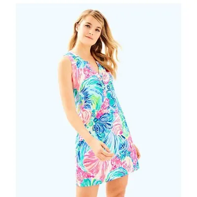 Lilly Pulitzer Essie Floral Printed Mini Dress Smocked Cotton Resort XS 229858 • $24.70