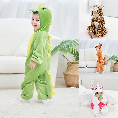 Baby Boy Girl Animals Fancy Dress Cosplay Costume Newborn Hooded Romper Jumpsuit • £17.16