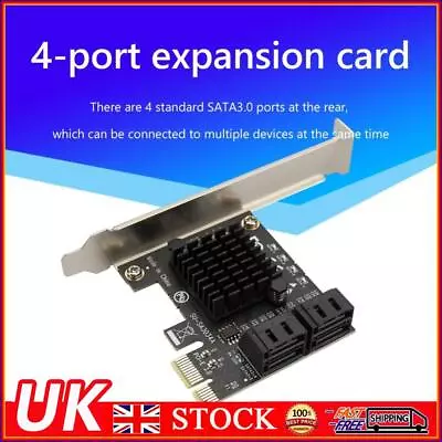 PCIe SATA Adapter 4 Port SATA III To PCI Express 3.0 X1 Internal Expansion Card  • £18.69