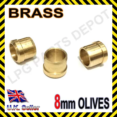 8mm Olives Truma Brass SET Of 3 Gas Compression Fittings Pipe LPG GPL Auto Car • £5.55