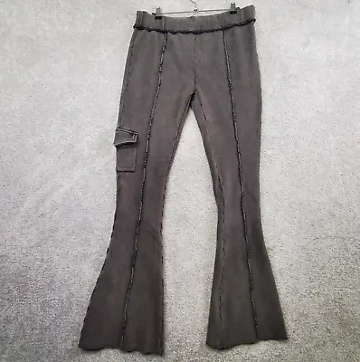 Maniere De Voir Bootcut Pants Women's 12 Brown Gray Ribbed Flared Textured • $28.38